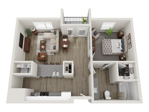Floor plan for 1 bed, 1 bath, 795 sqft
